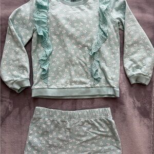 Carter's Mint Green Floral Pajama Set with Ruffles